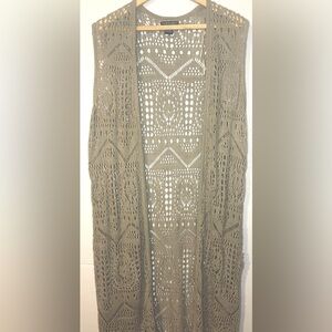 Tan / beige Chelsea and Theodore long crochet cover up XL